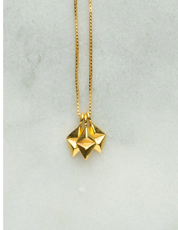 Kite Necklace, stud triangle necklace in gold vermeil by Louise Wade jewellery