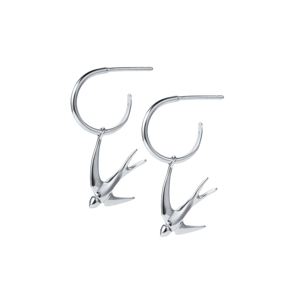3D Swallow Hoop Earrings