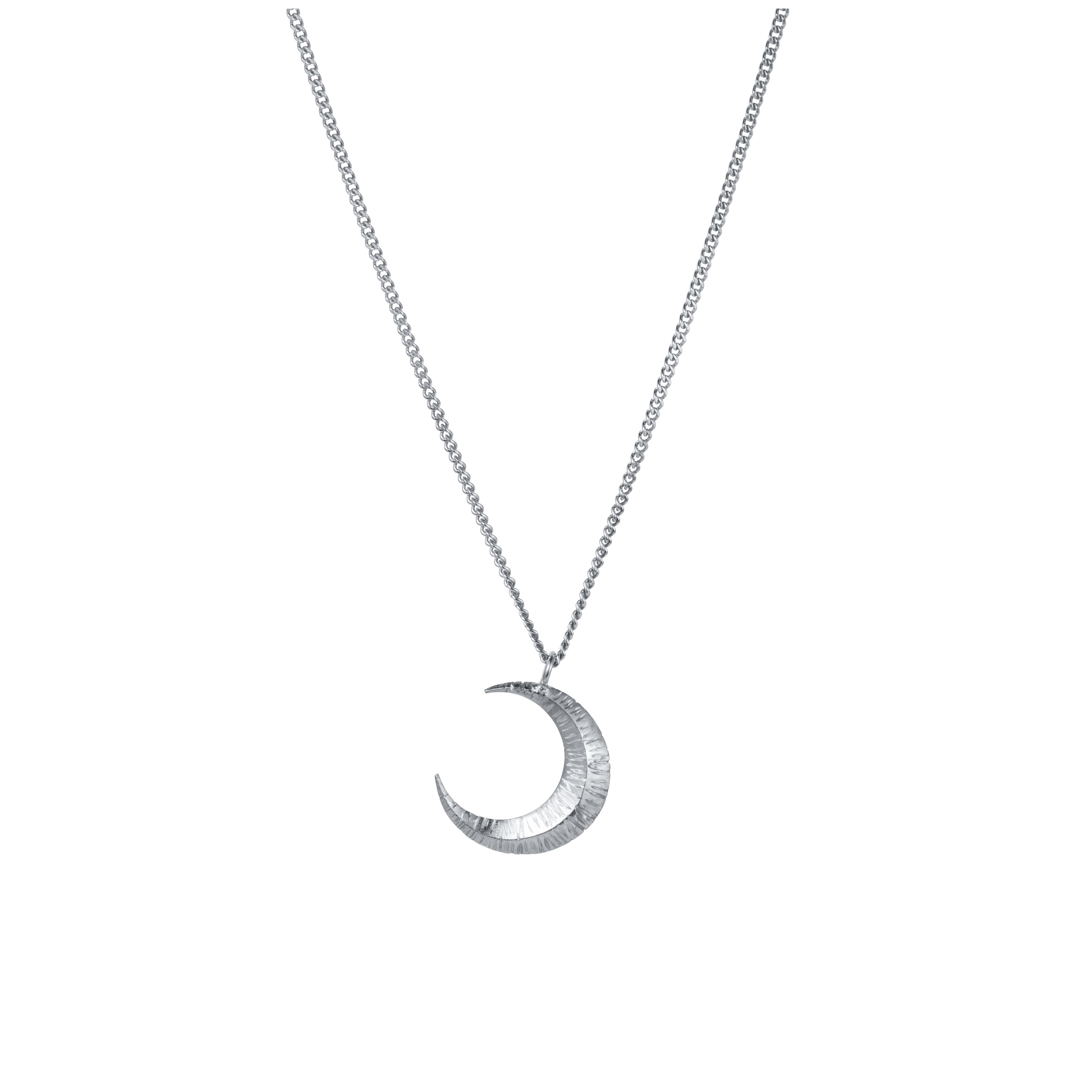 Textured Crescent Moon Necklace