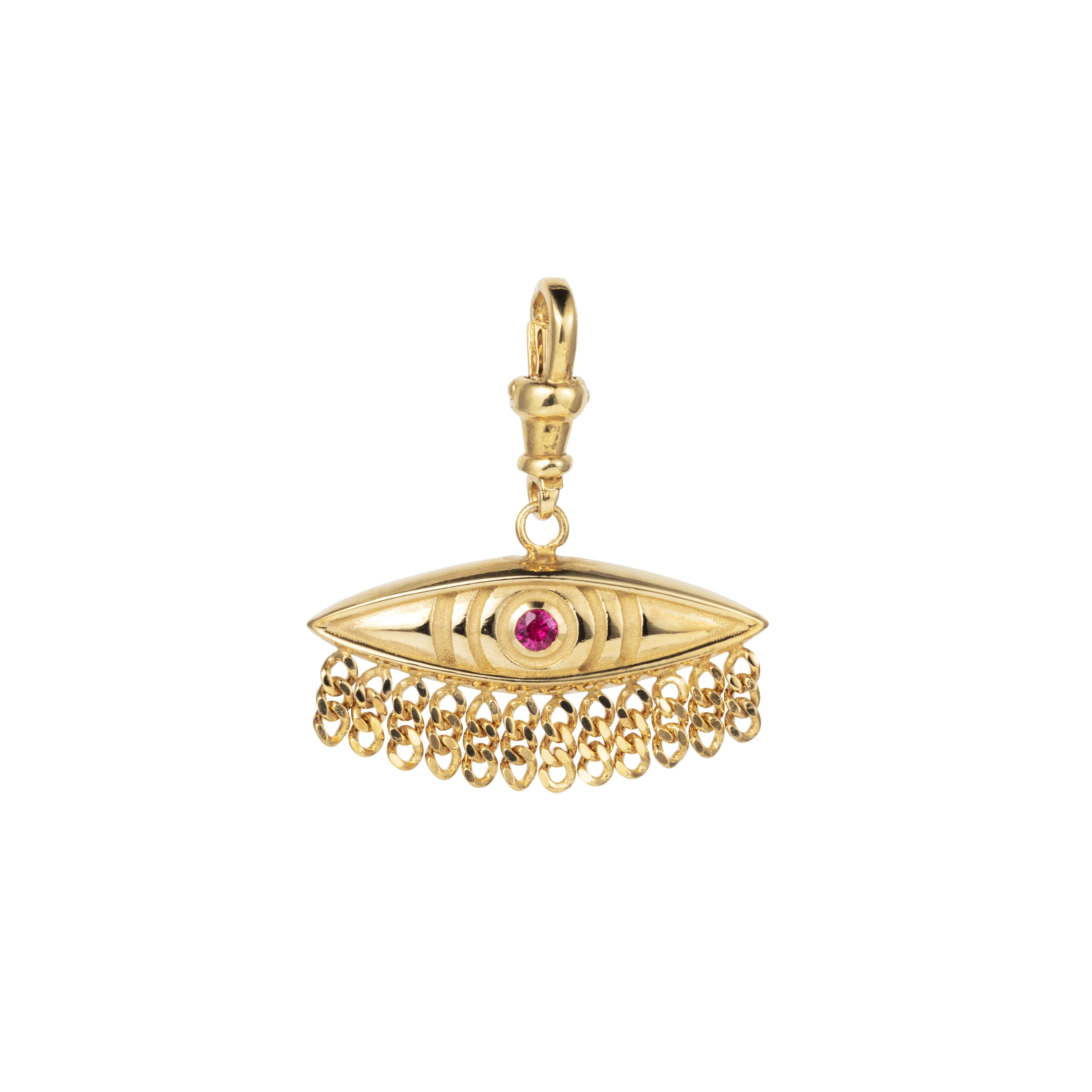 Third Eye Pendant Charm- Fringed