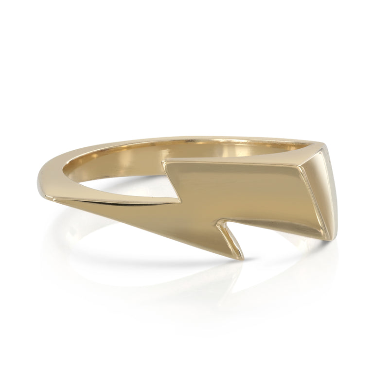 Bowie Flash ring, lightning bolt ring, solid gold by Louise wade London