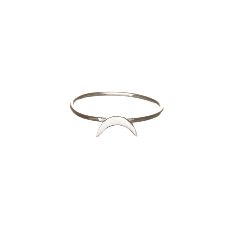 crescent moon ring in silver, Louise Wade jewellery