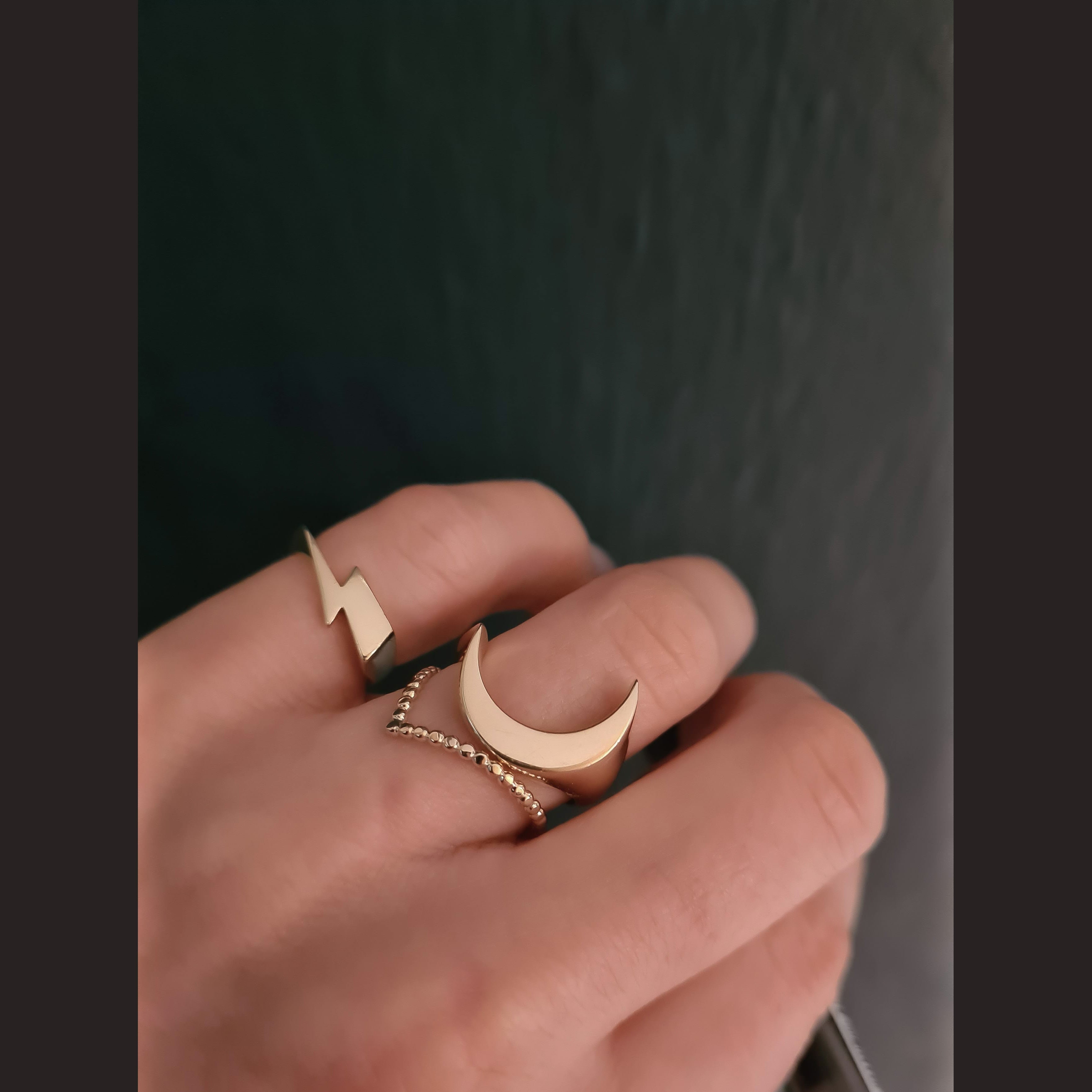 Luna Crescent Signet Ring