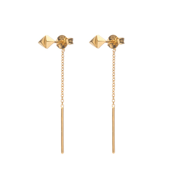 Rocka Stud Chainback Earrings in gold vermeil by Louise Wade 