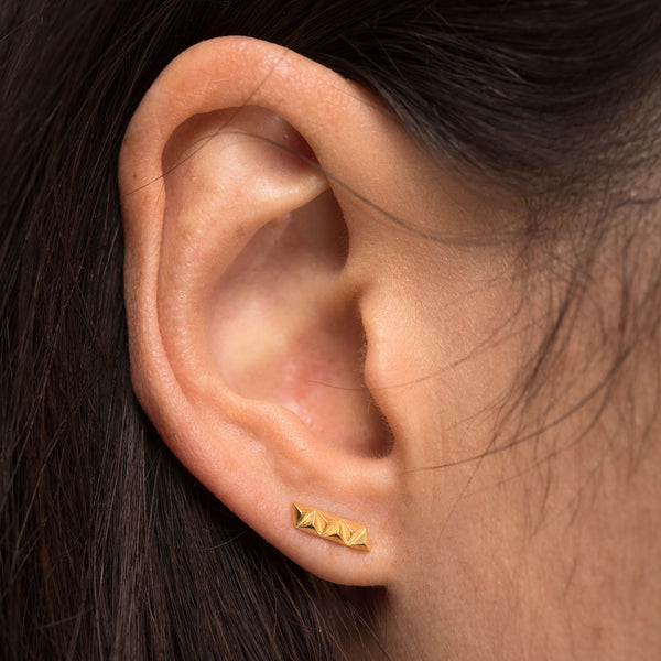 rocka line stud earrings gold vermeil by Louise Wade