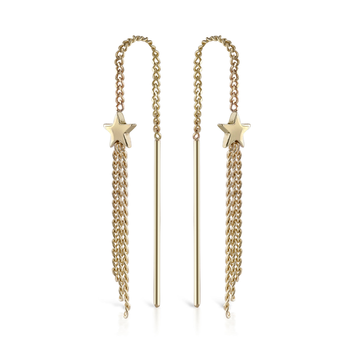 Golden Thread Star Shooting Star Threader Earrings – Celestial Linear Design