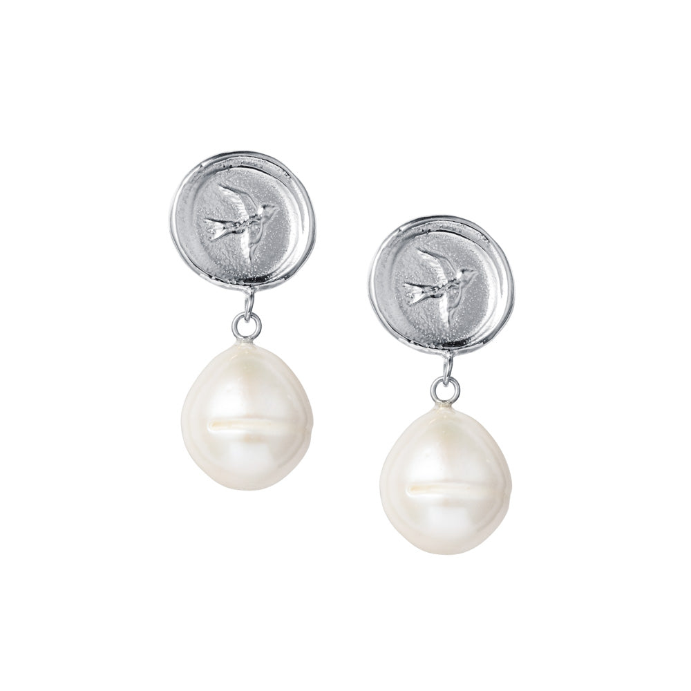 Swallow Baroque Pearl Drop Earrings