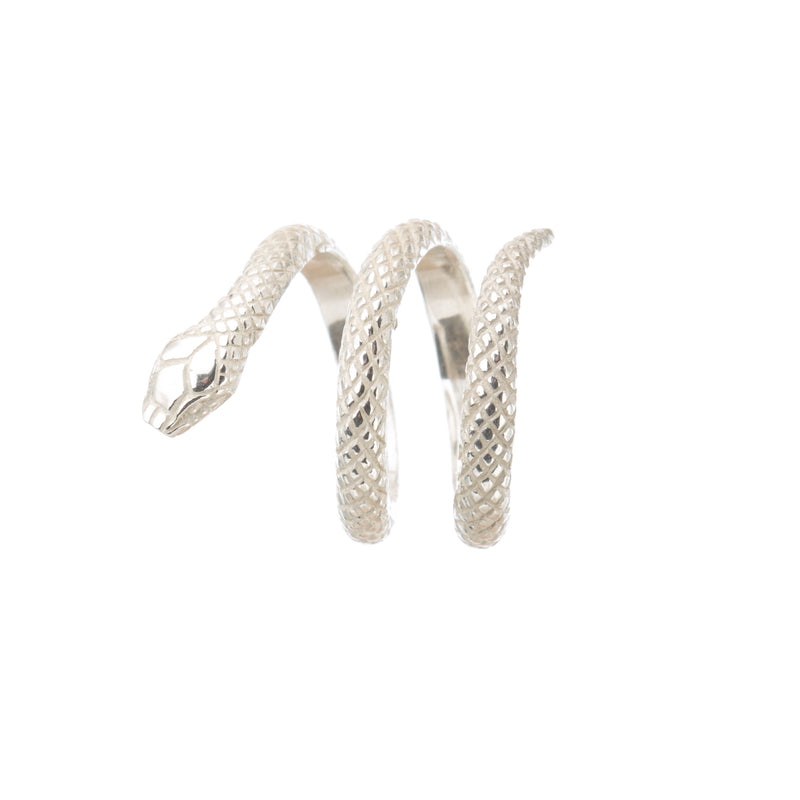 Louise Wade snake ring in sterling silver, handmade in London
